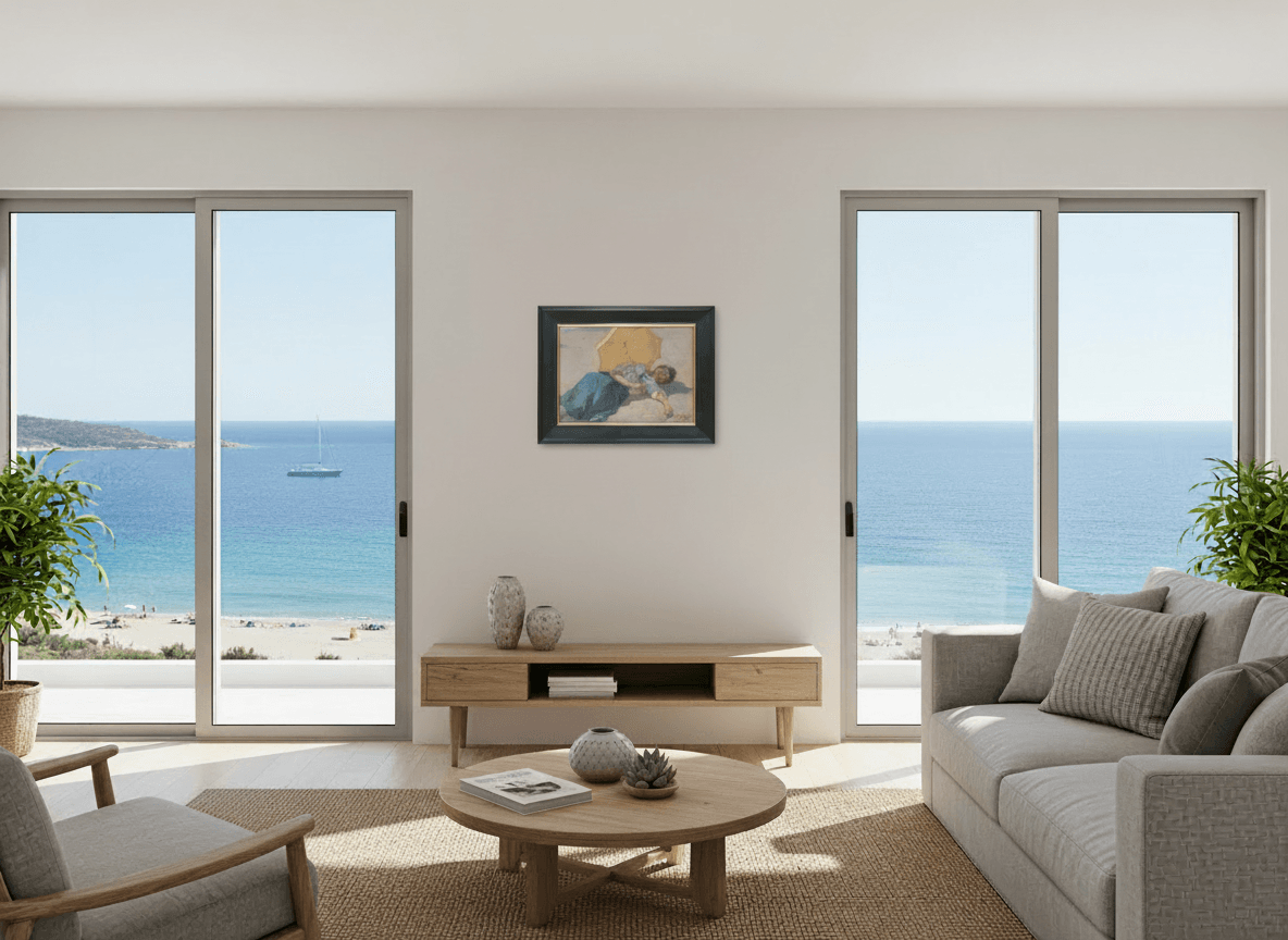 Een middagdutje op het strand zonder lijst