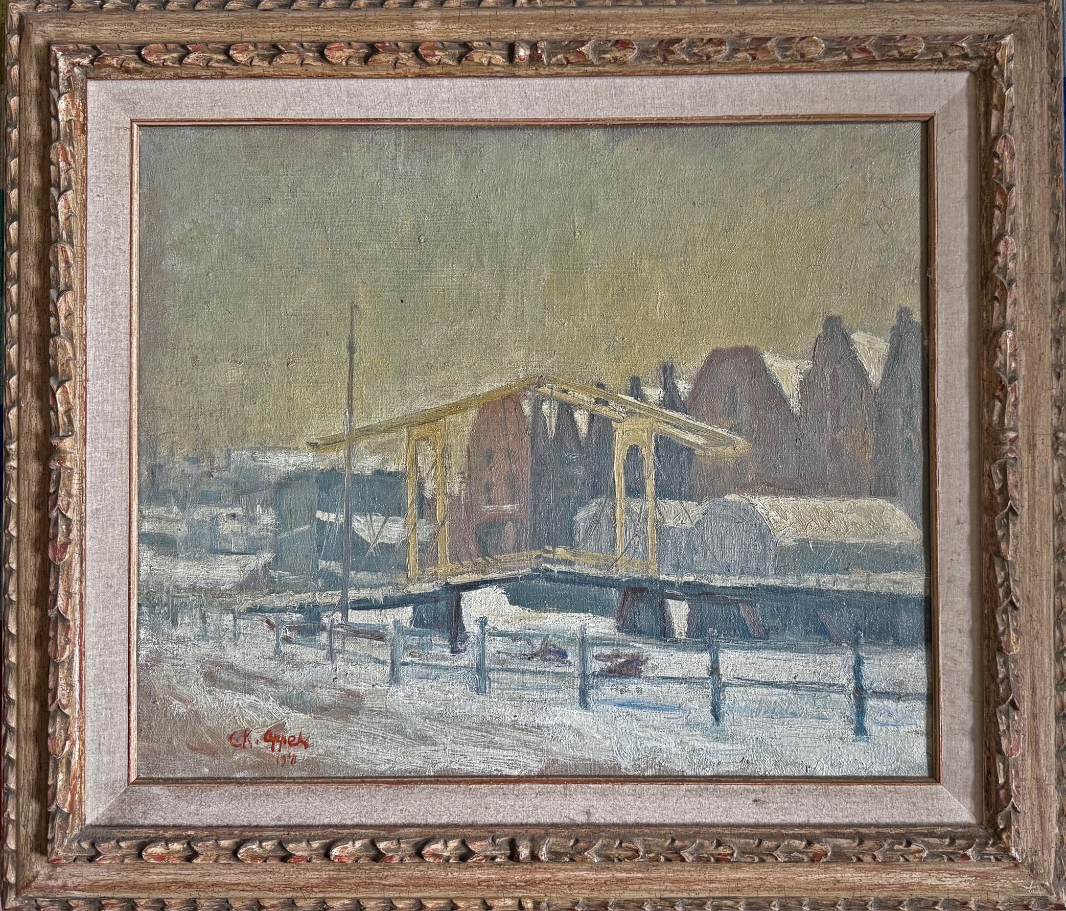 Gezicht op de Sloterdijksbrug op het Prinseneiland zonder lijst