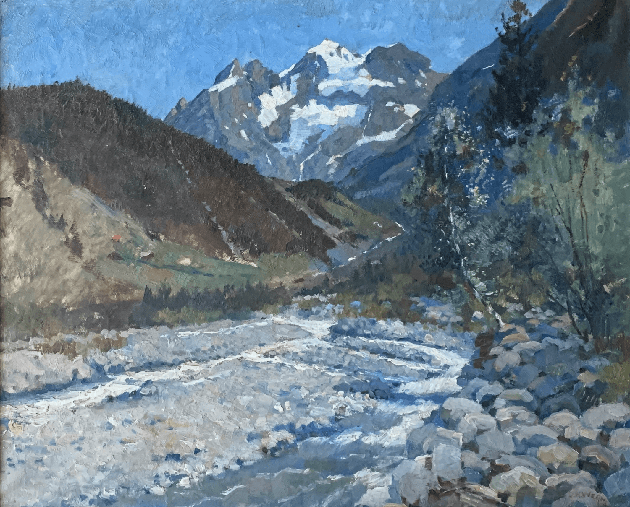 Jan Harm Weijns - Berglandschap bij Kandersteg, Zwitserland (zonder lijst)