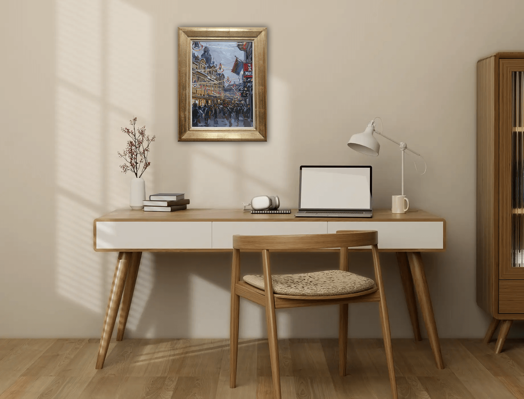 Hans Versfelt - Damrak bij avond (in interieur)