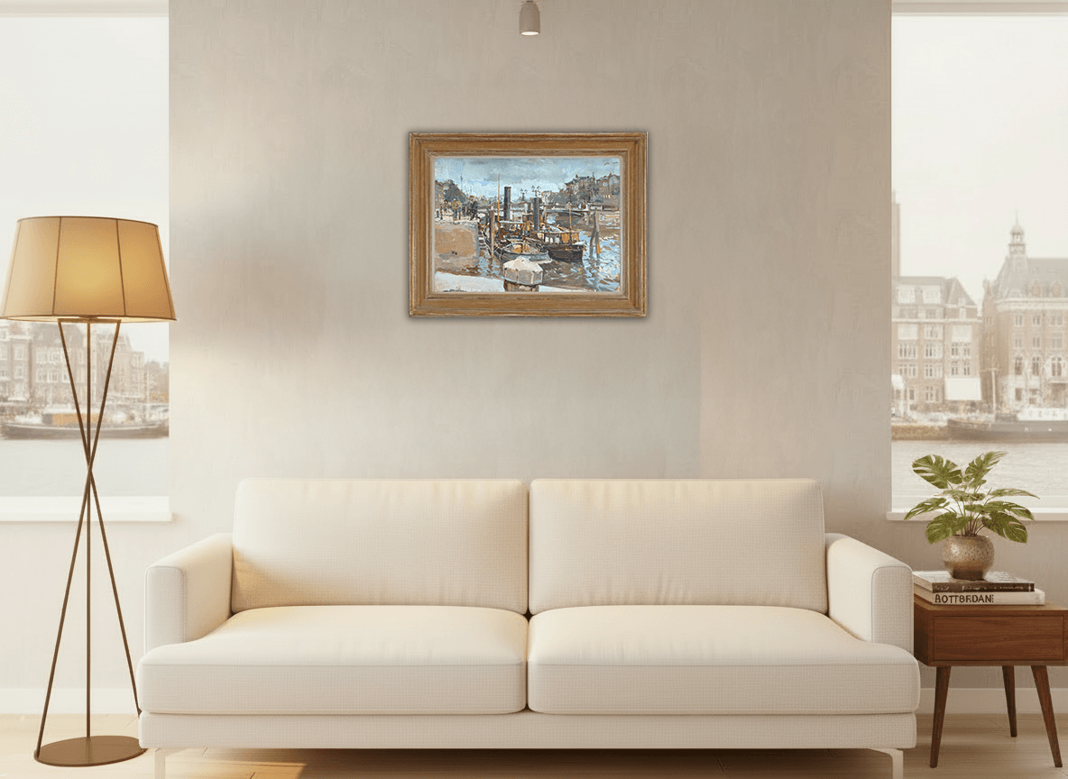 Carl Fahringer - Stoomslepers bij de Regentessebrug te Rotterdam (in interieur)