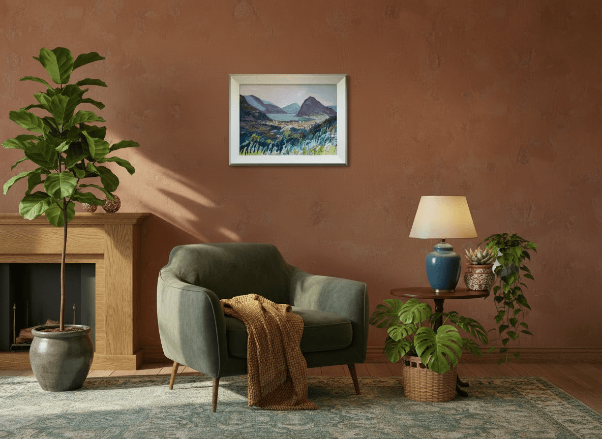 Meer van Lugano - Kanton Tessin met meer en Monte Bré zonder lijst