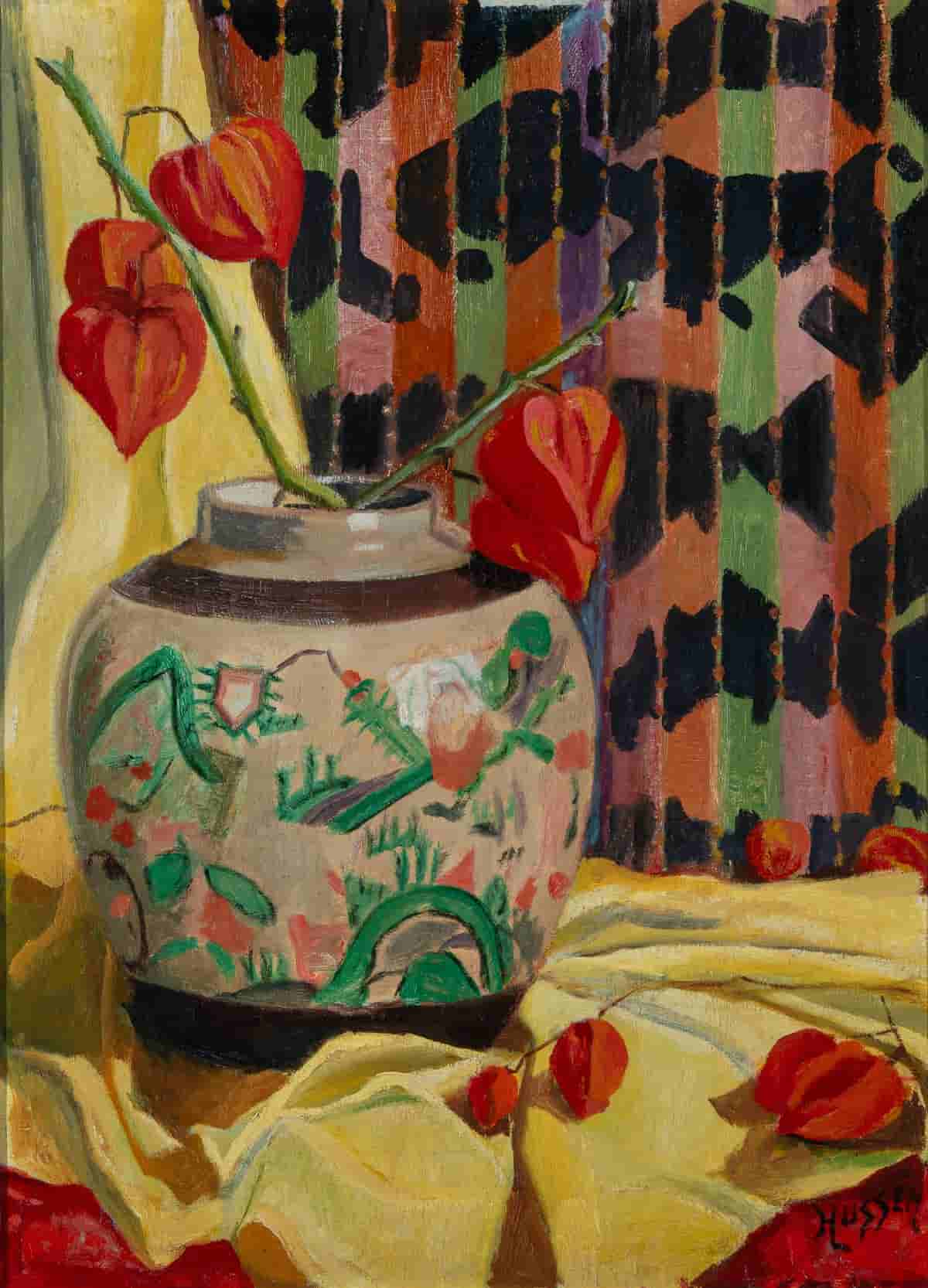 Willem Hussem: lampionplant in een vaas