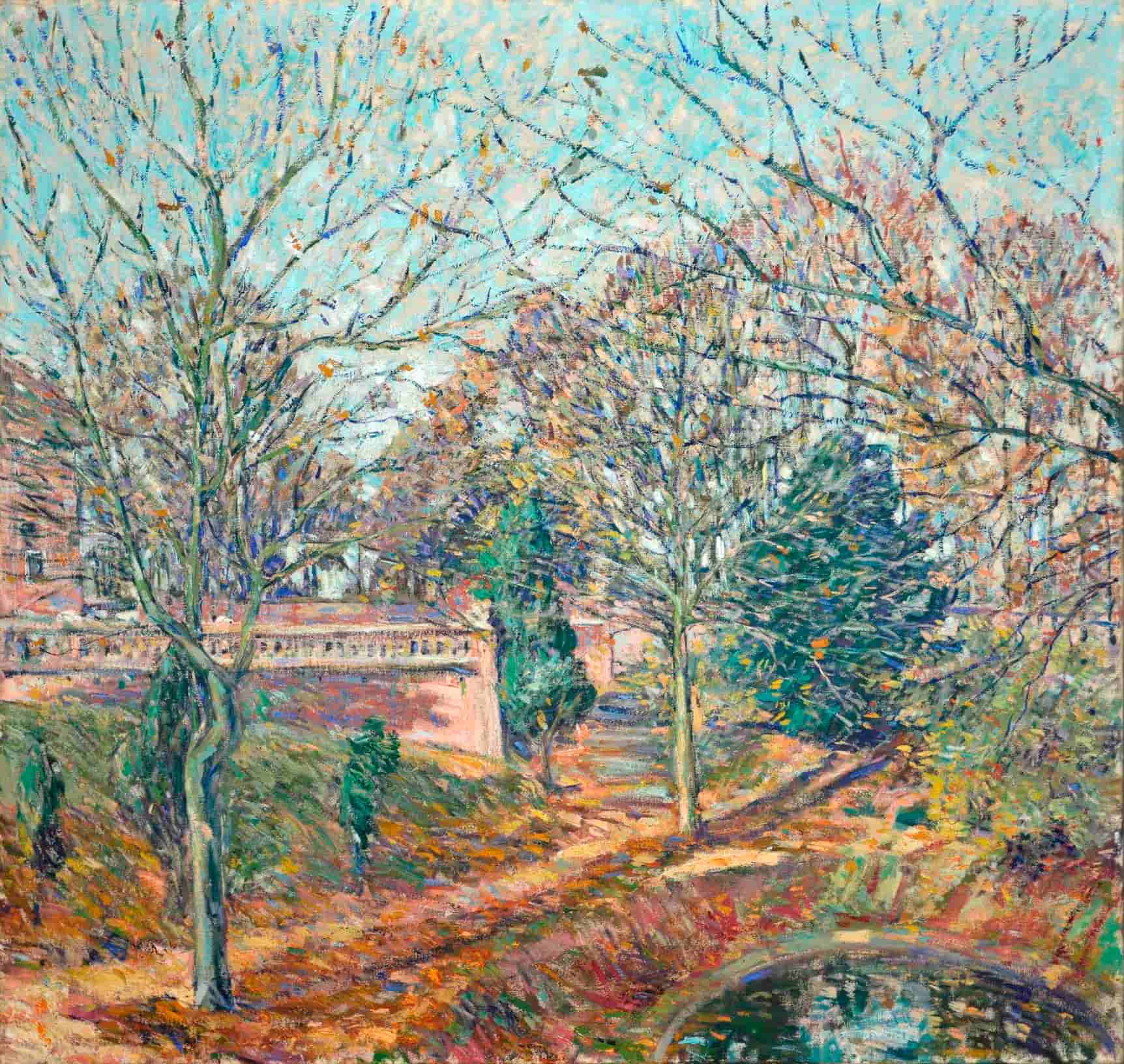 De tuin en de oostzijde van villa De Wilde Zwanen te Laren