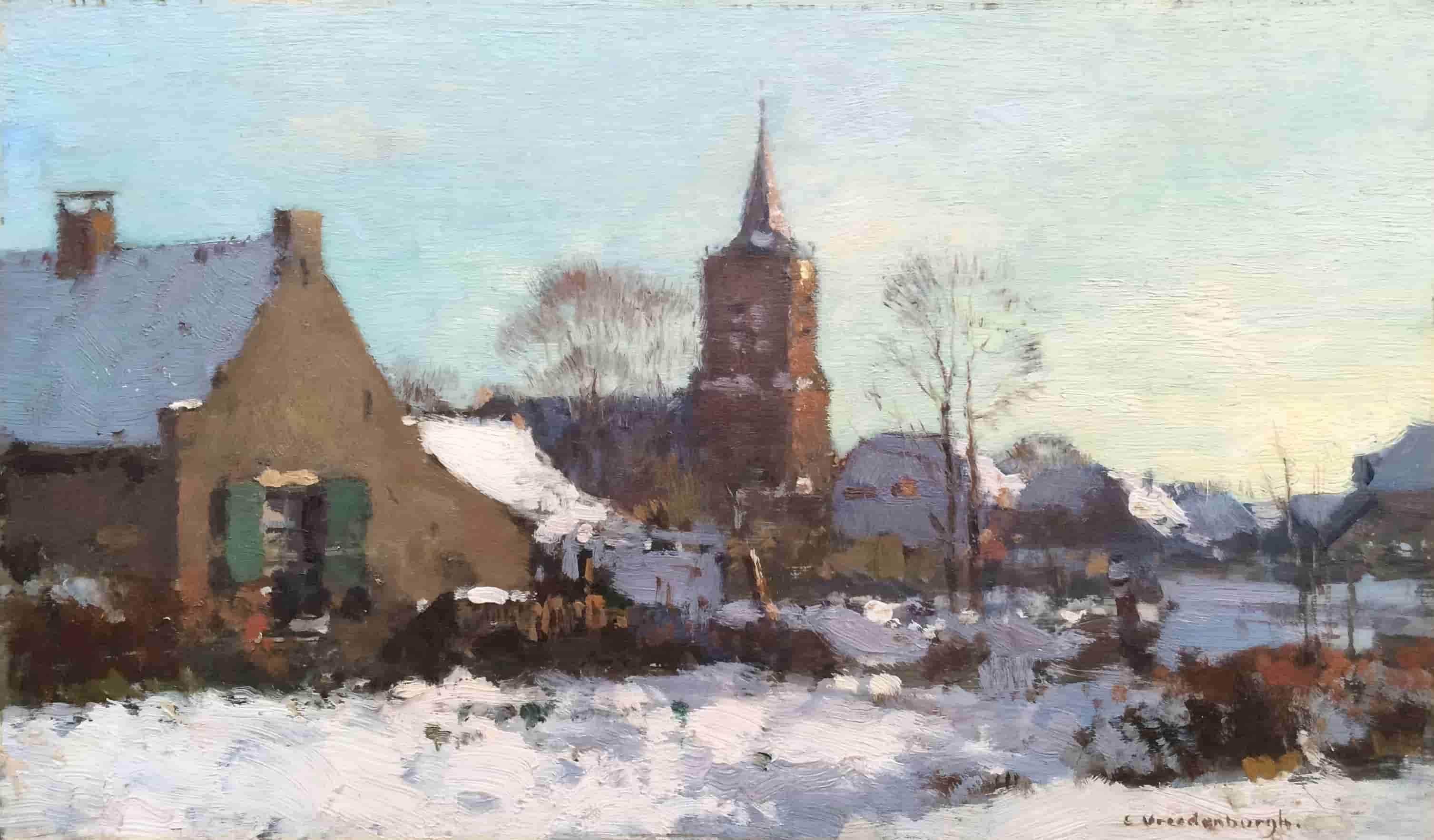Wintergezicht Laren door Cornelis Vreedenburgh