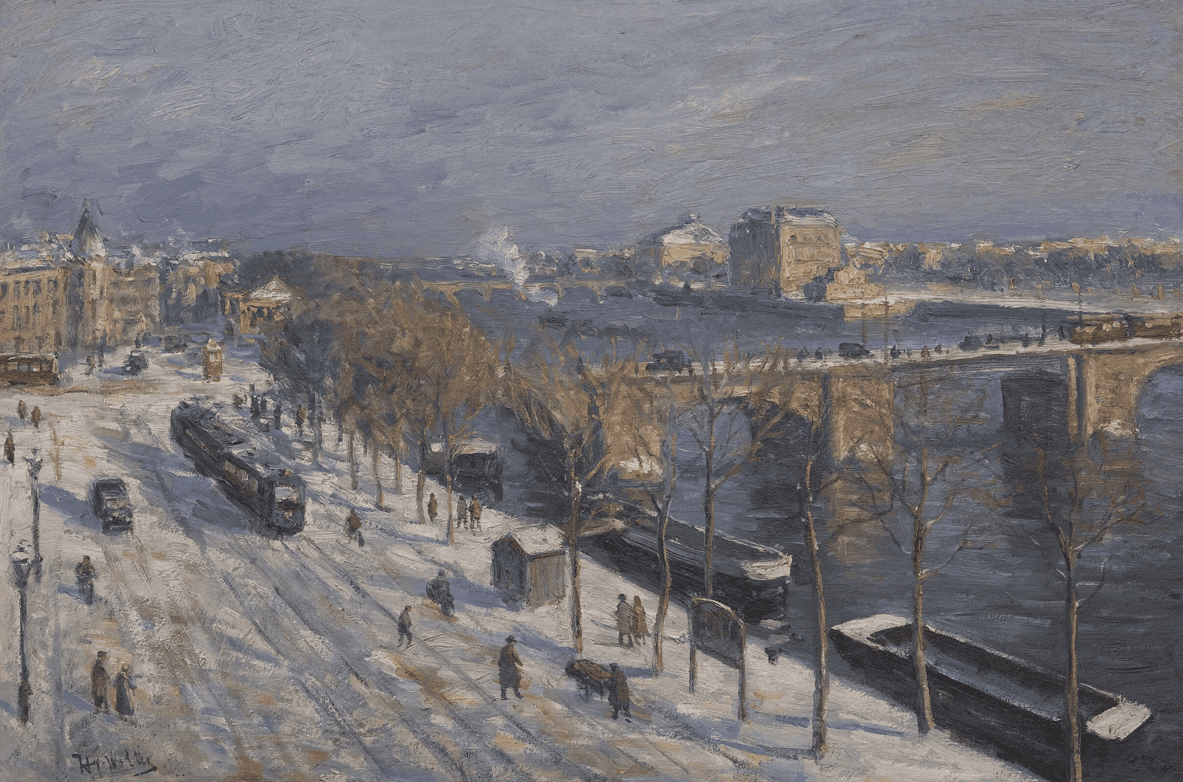 Winters gezicht op de Amstel vanaf de Amsteldijk