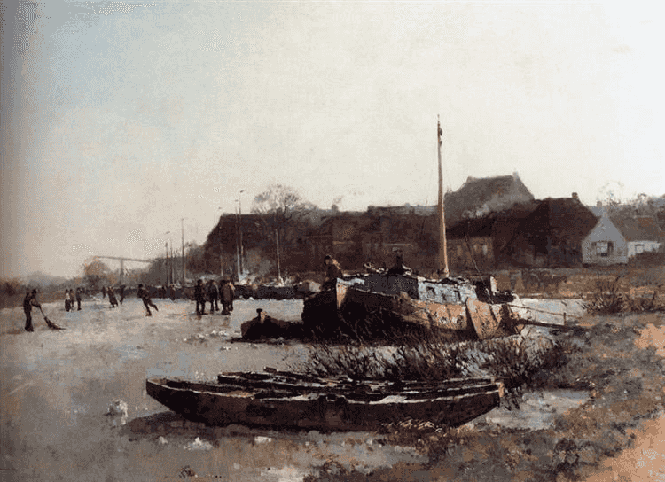 IJspret bij de Loswal in Hattem, Cornelis Vreedenburgh