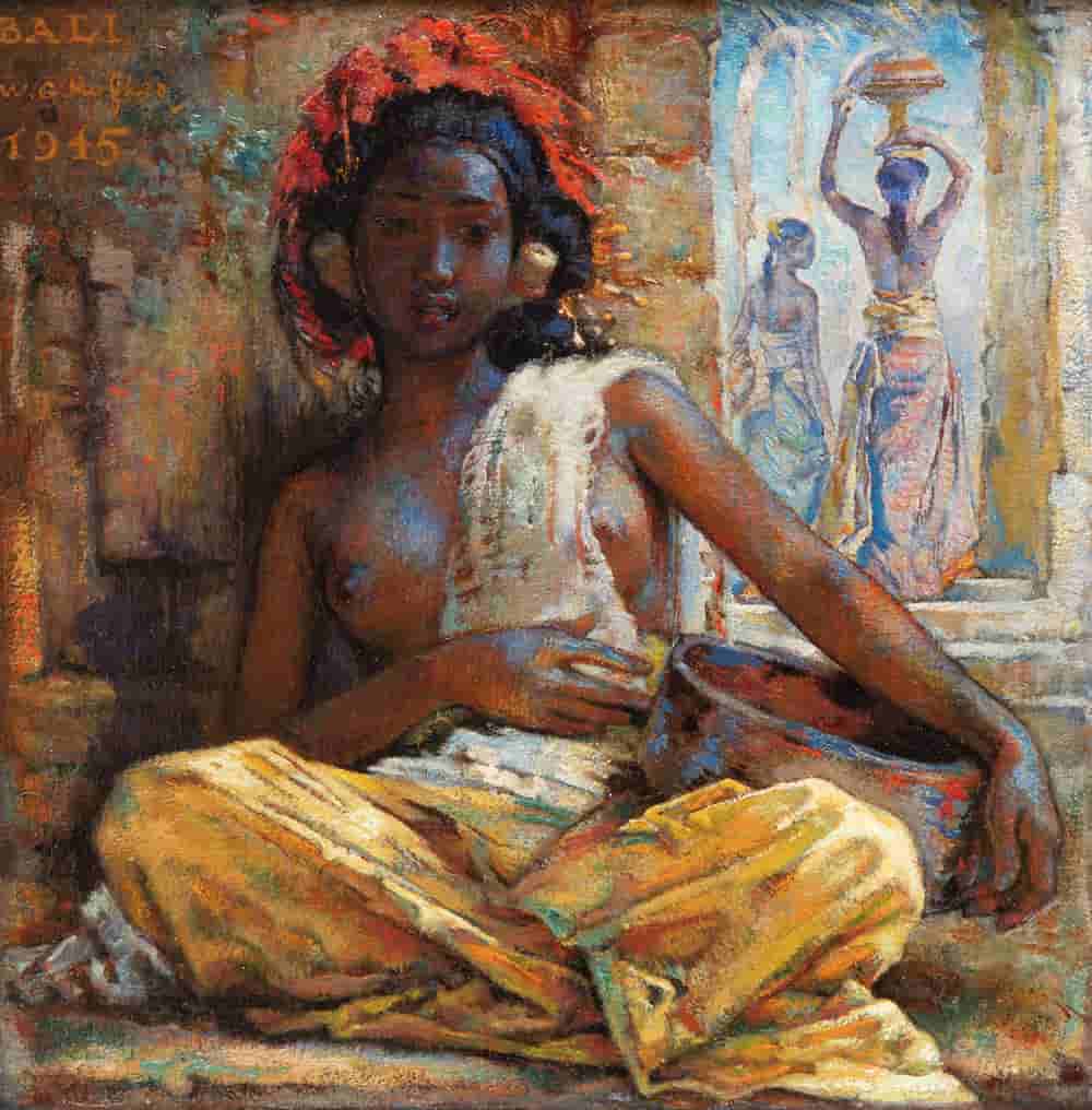 Javaanse schone door Gerard Willem Hofker