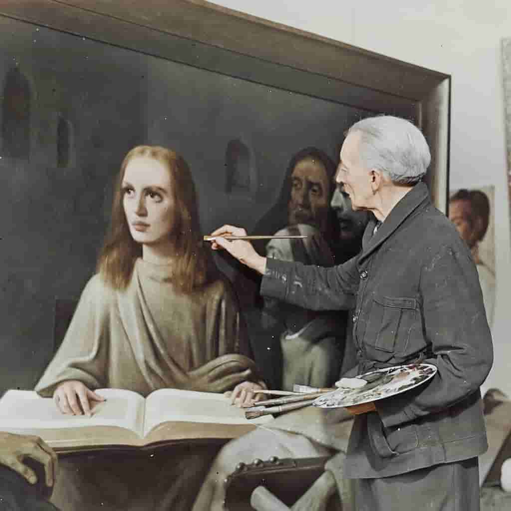 Han van Meegeren aan het werk