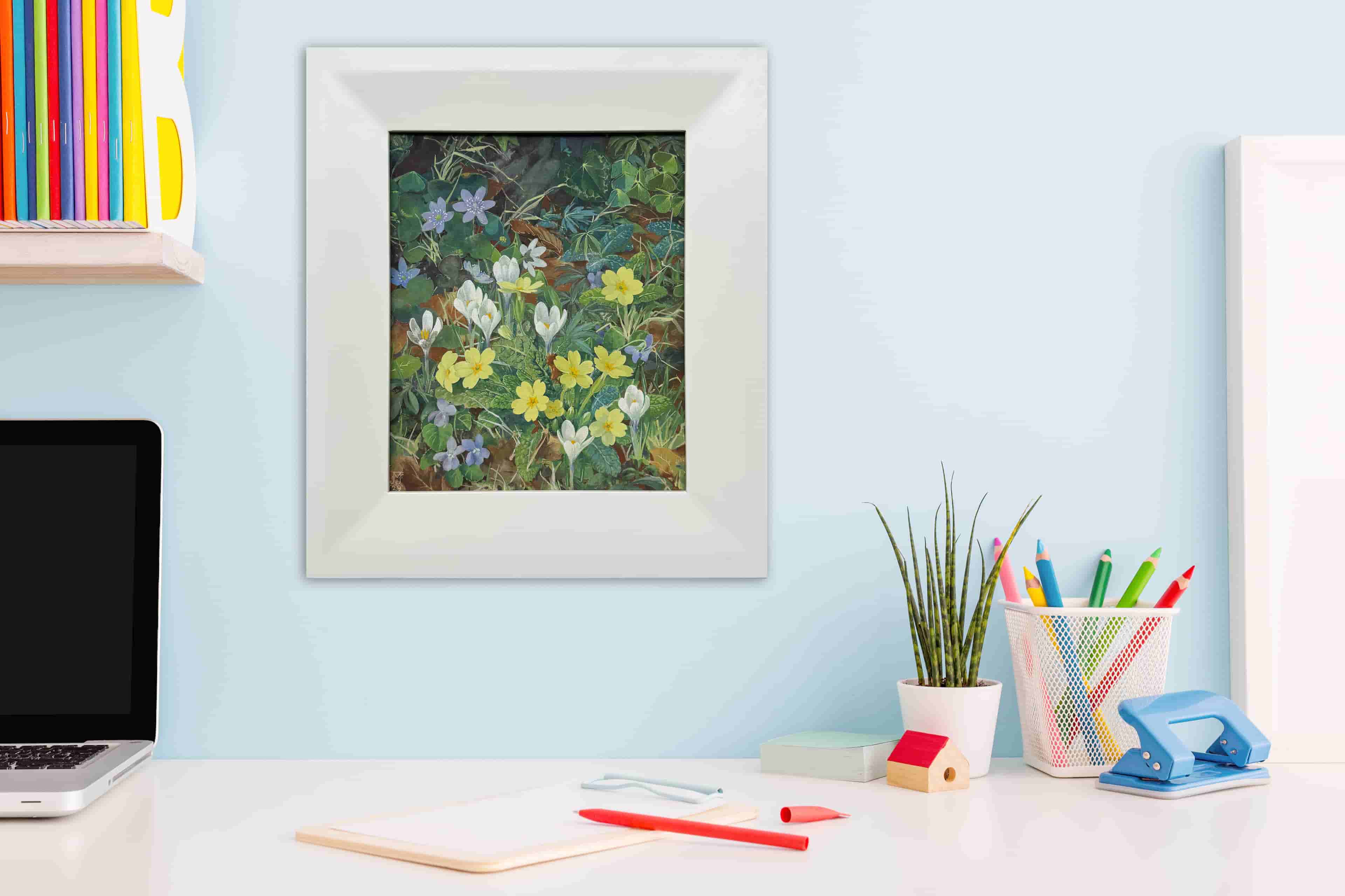 Jan Voerman jr - Lentebloemen met bloeiende crocus (in interieur)