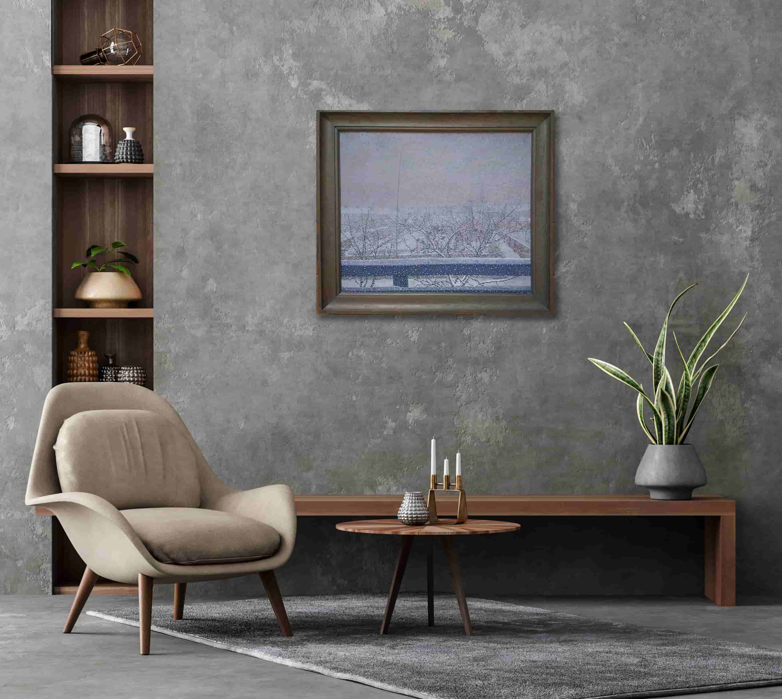 Jacob Nieweg - Uitzicht Utrechtseweg 177 in de winter (in interieur)