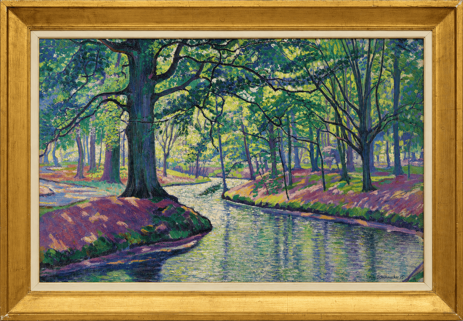 Wim Schuhmacher - Boslandschap Overveen (met lijst)
