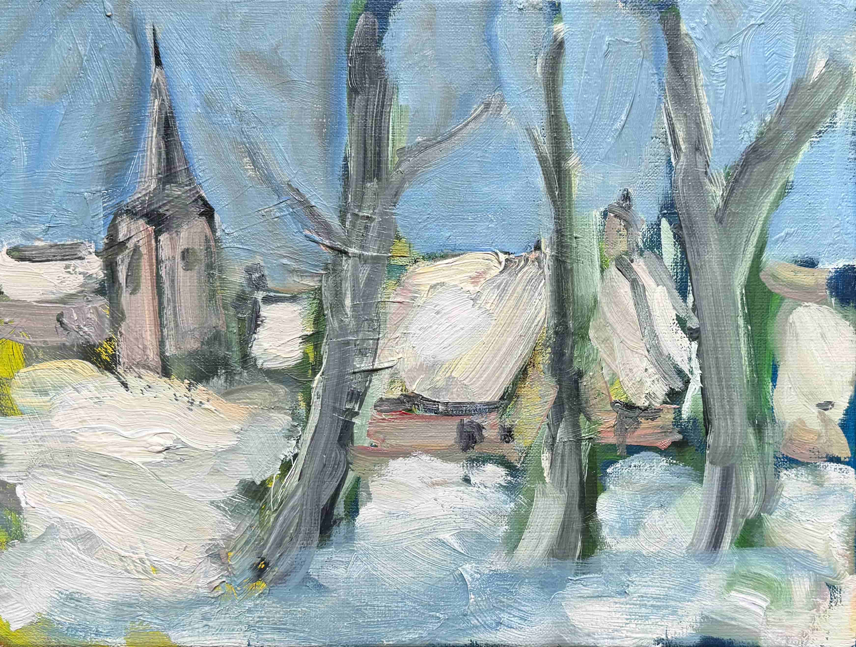 Wim van der Veer - Dorpje in de sneeuw (zonder lijst)