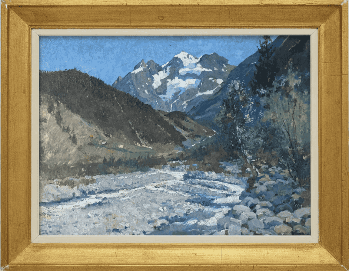 Jan Harm Weijns - Berglandschap bij Kandersteg, Zwitserland (met lijst)