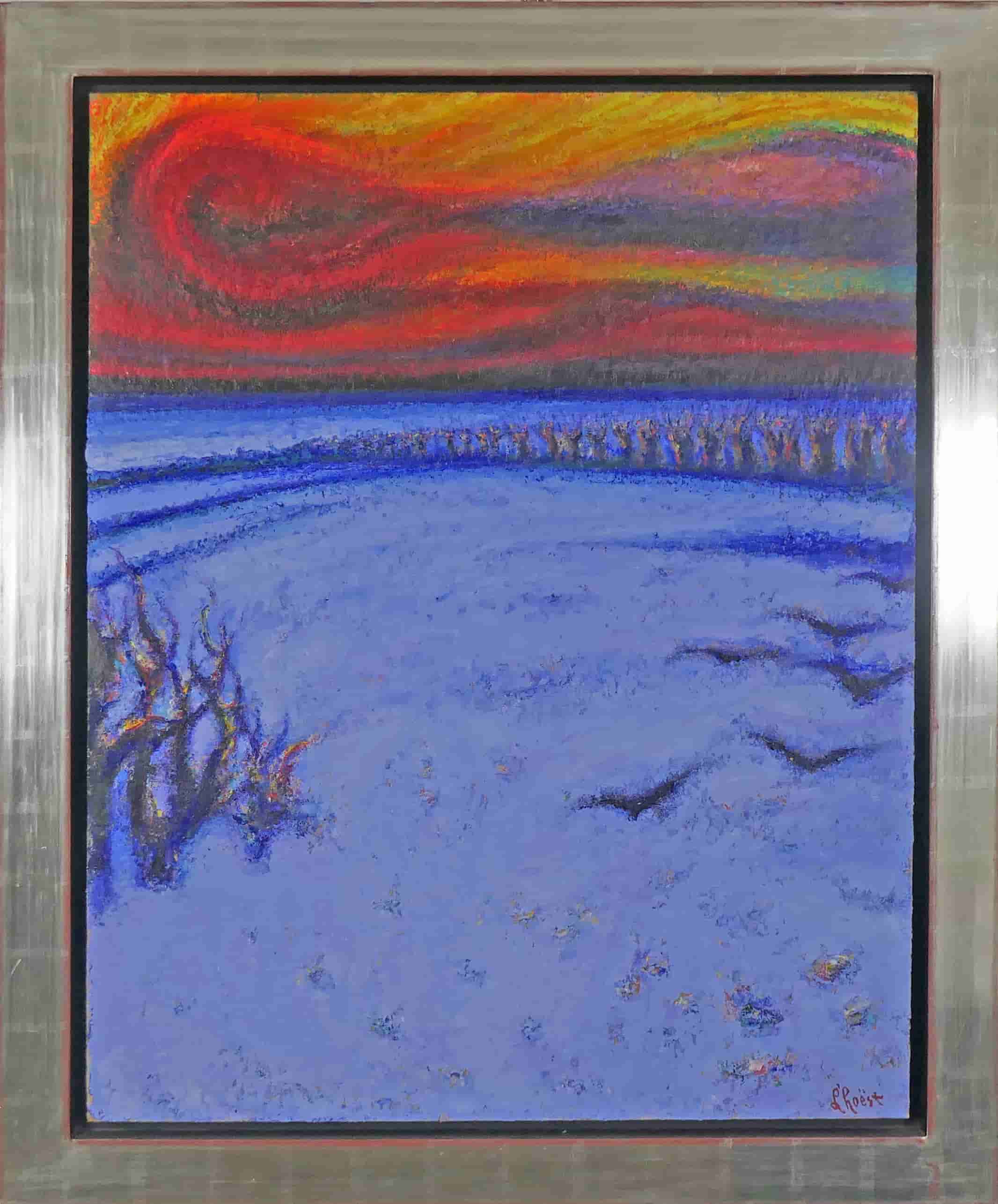 Engelbert L'Hoëst - Winteravond (met lijst)