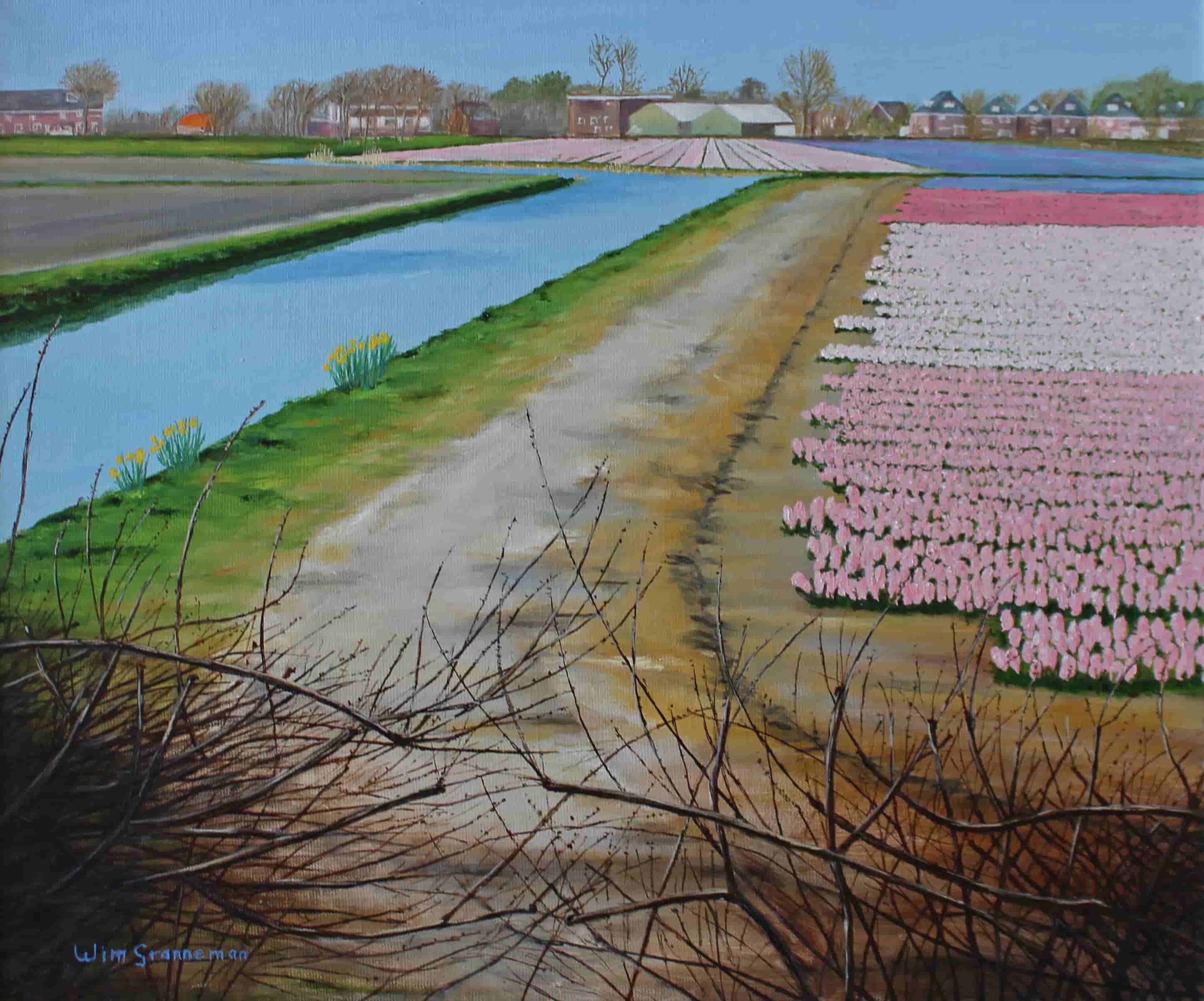 Wim Granneman - Hyacintenvelden te Hillegom (zonder lijst)