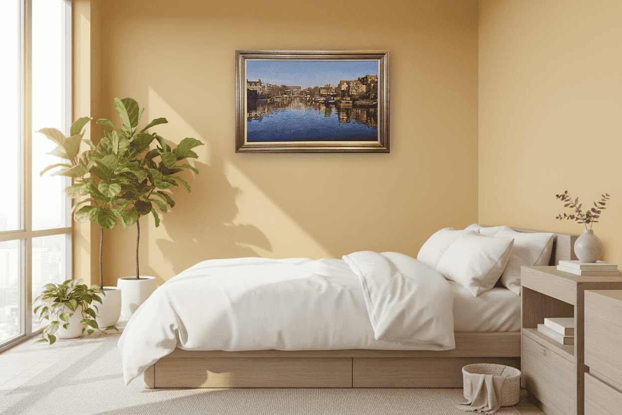 Frans Koppelaar - Realengracht te Amsterdam op een mooie Lentedag (in interieur)