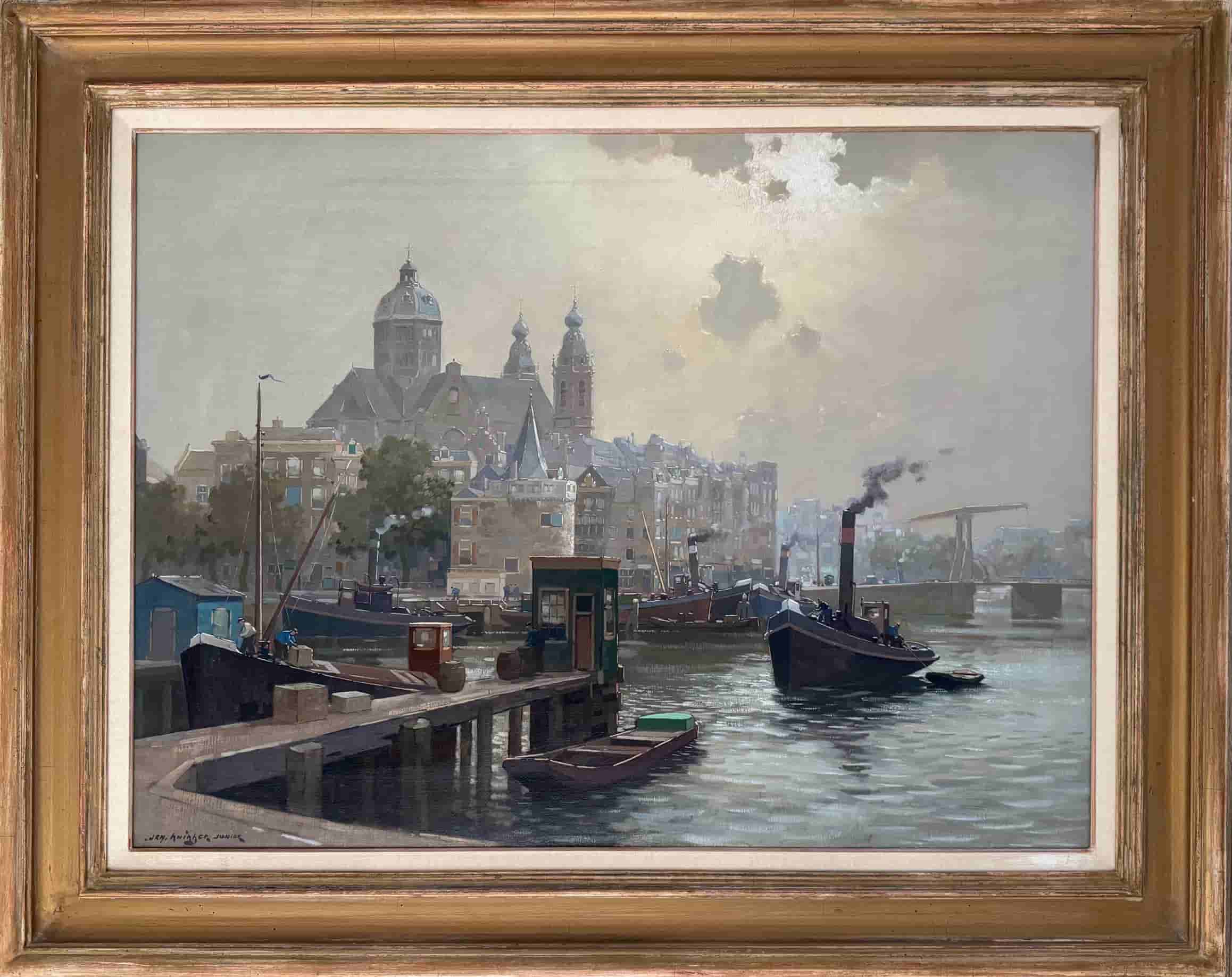 Jan Knikker junior - Open havenfront Amsterdam (met lijst)