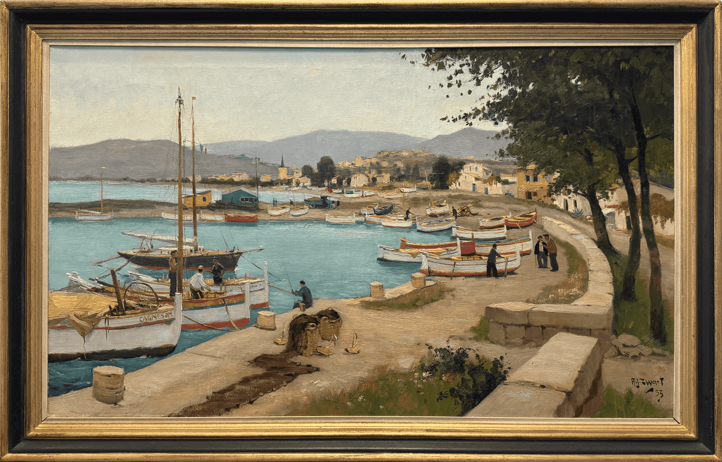 Arie Johannes Zwart - Cagnes sur Mer (met lijst)