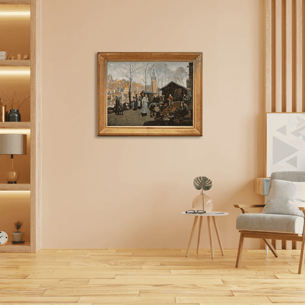 Gerard-Johan Staller - Joodse markt aan de Oudeschans in Amsterdam (in interieur)