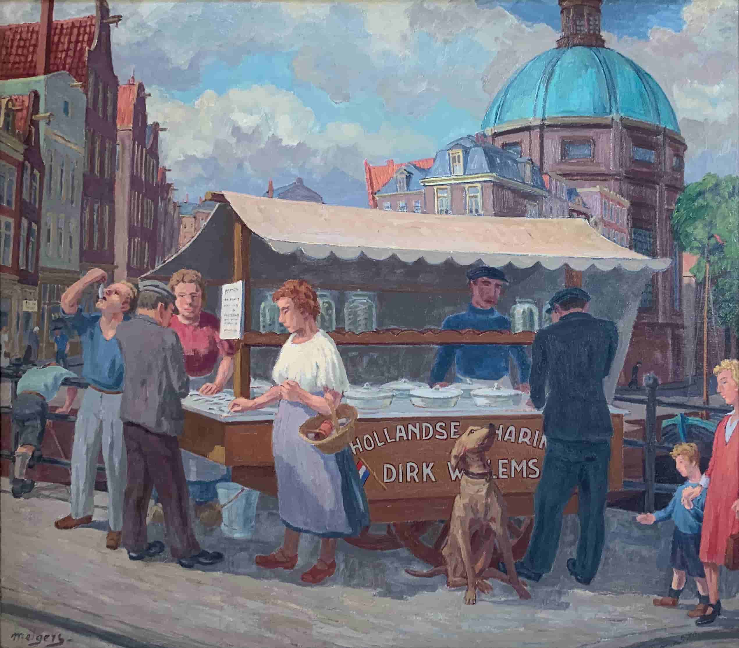 Henk Melgers - Haringkar op de Haarlemmersluis te Amsterdam