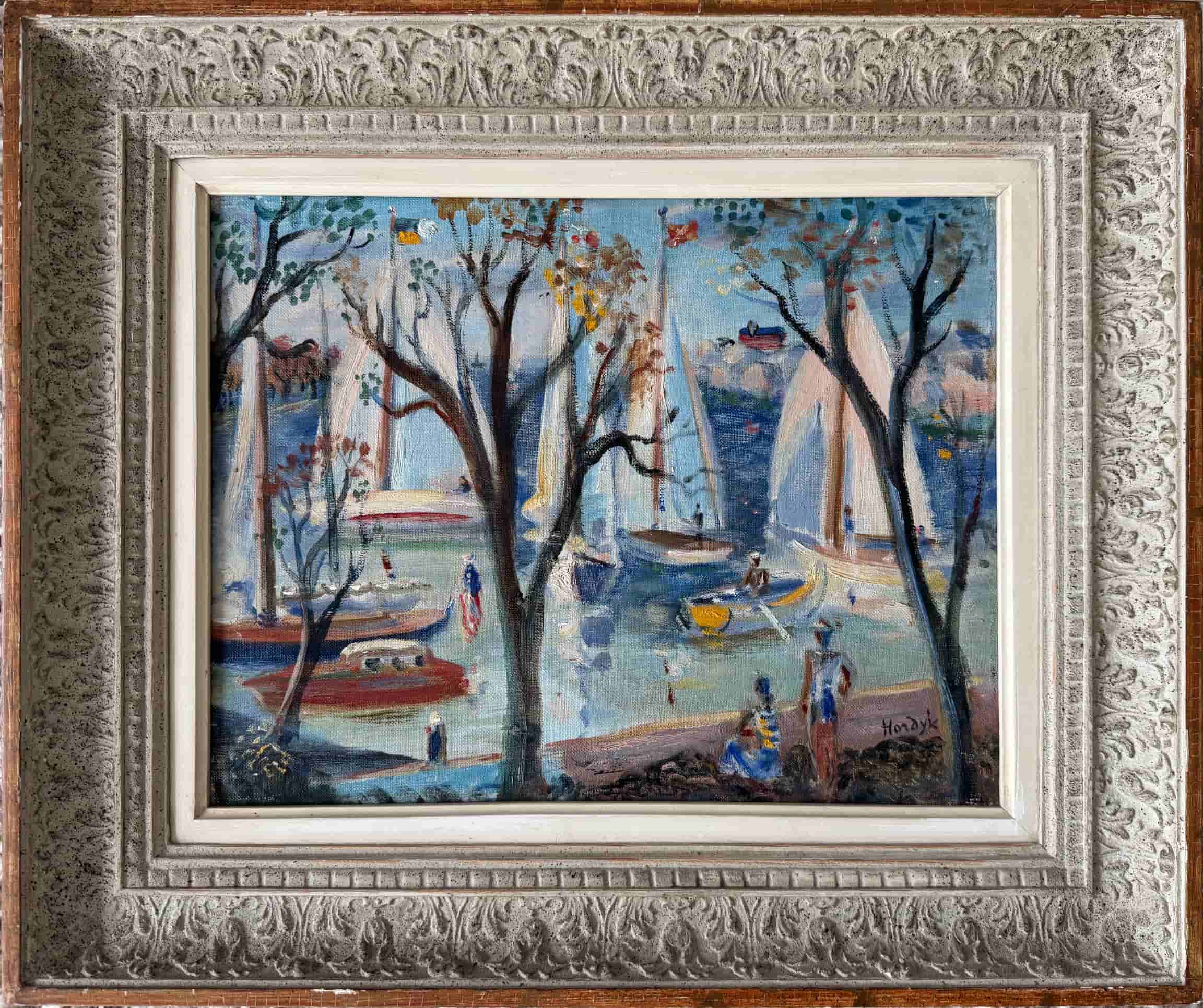 Gerard Hordijk - Levendig tafereel aan de Côte d’Azur (met lijst)