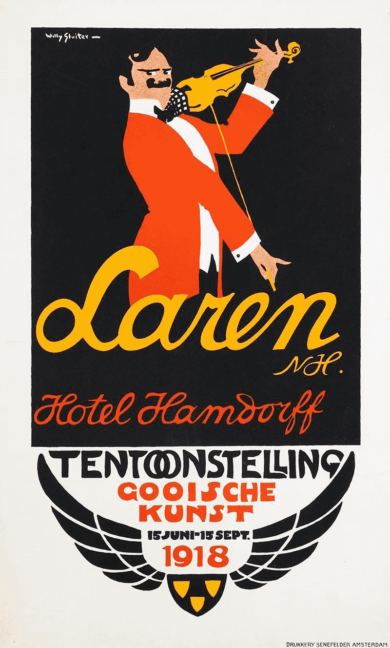Willy Sluiter - Affiche hotel Hamdorff 1918 (zonder lijst)