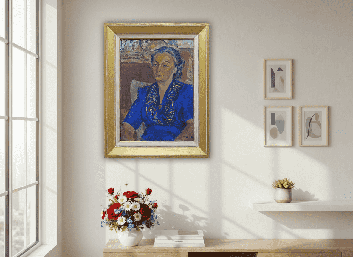 Jan Altink - Damesportret in blauw / Mantingerzand (in interieur)