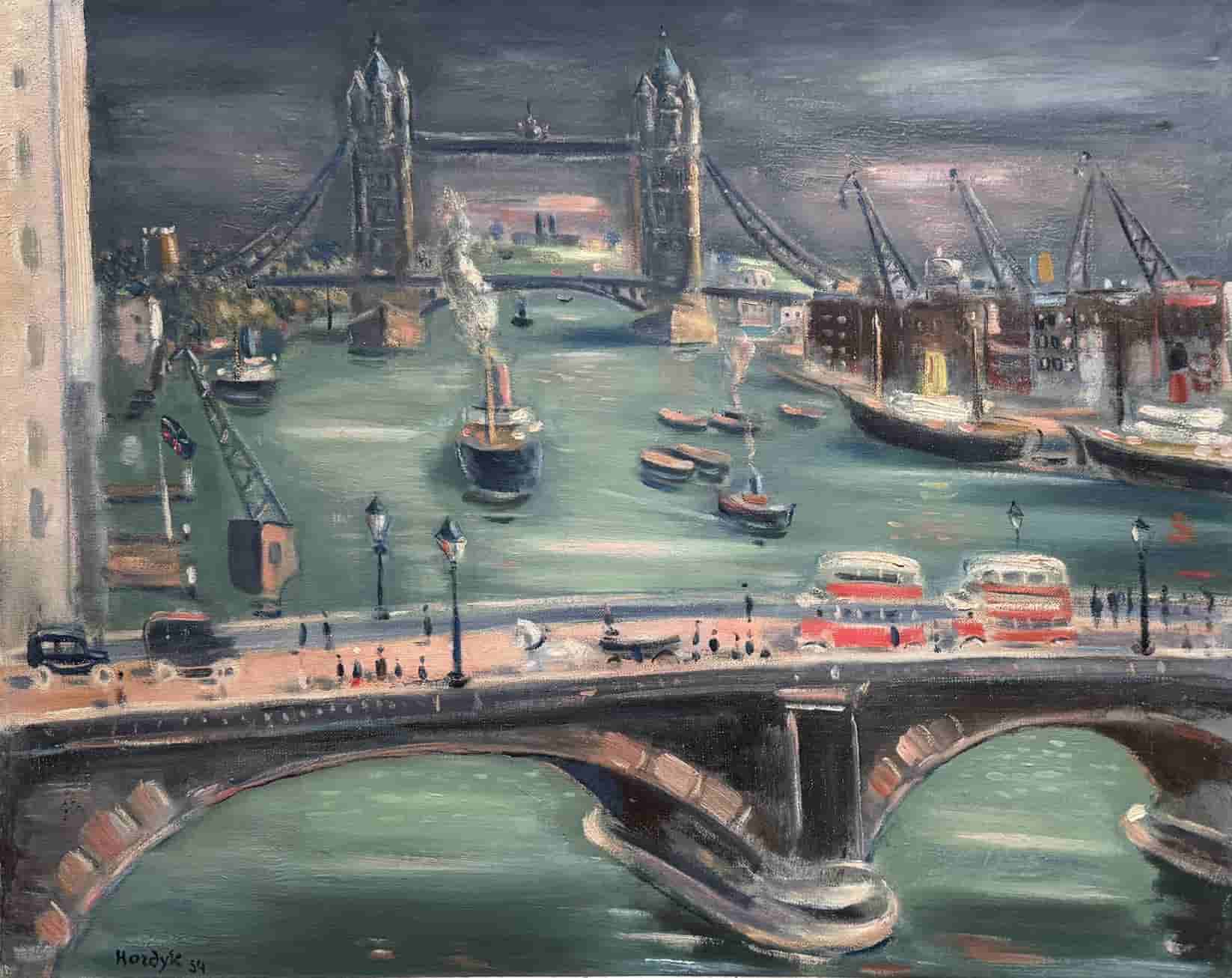 Gerard Hordijk - Gezicht op de Tower bridge over de Thames rivier (zonder lijst)
