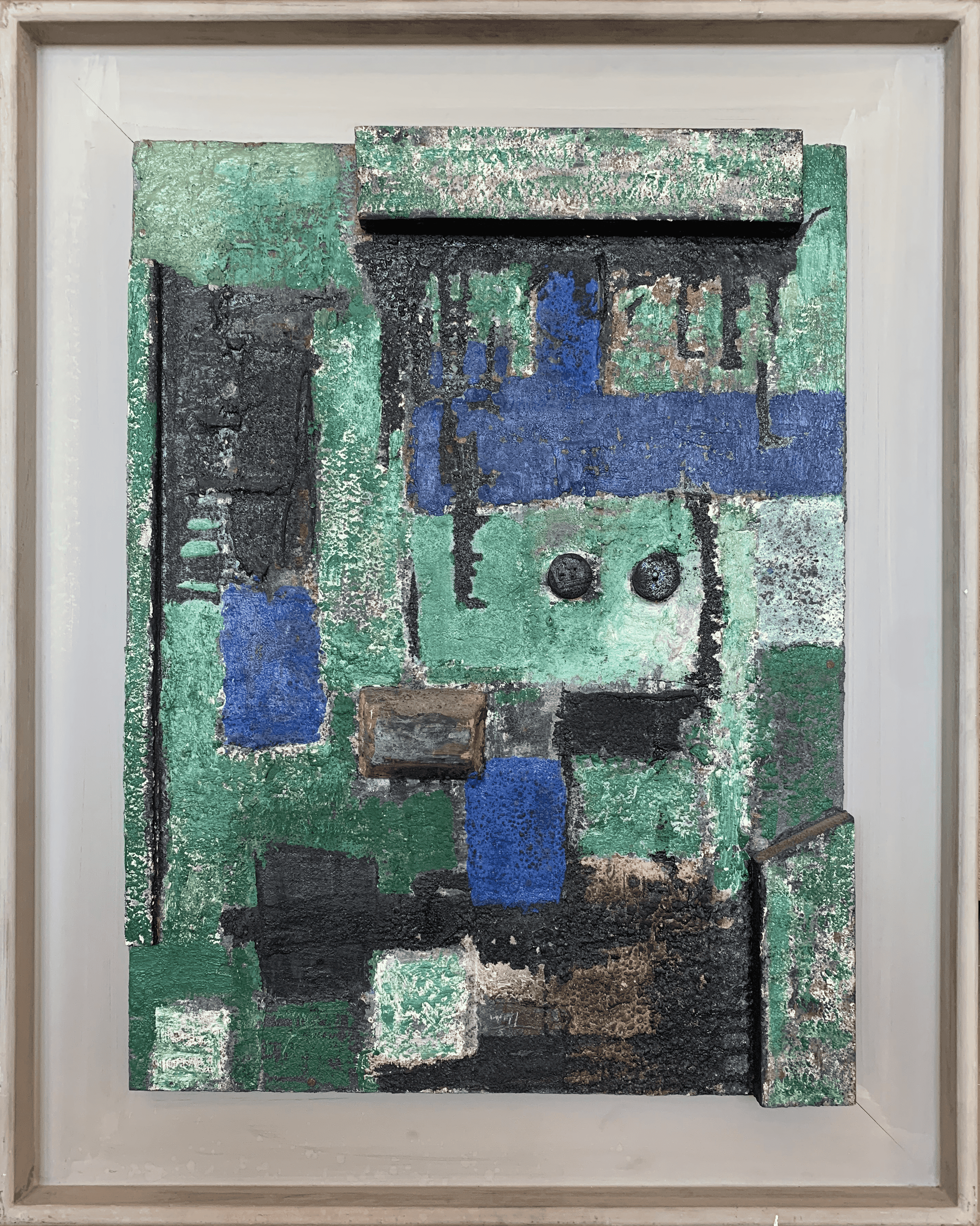 Will Leewens - Abstracte compositie met hout (met lijst)