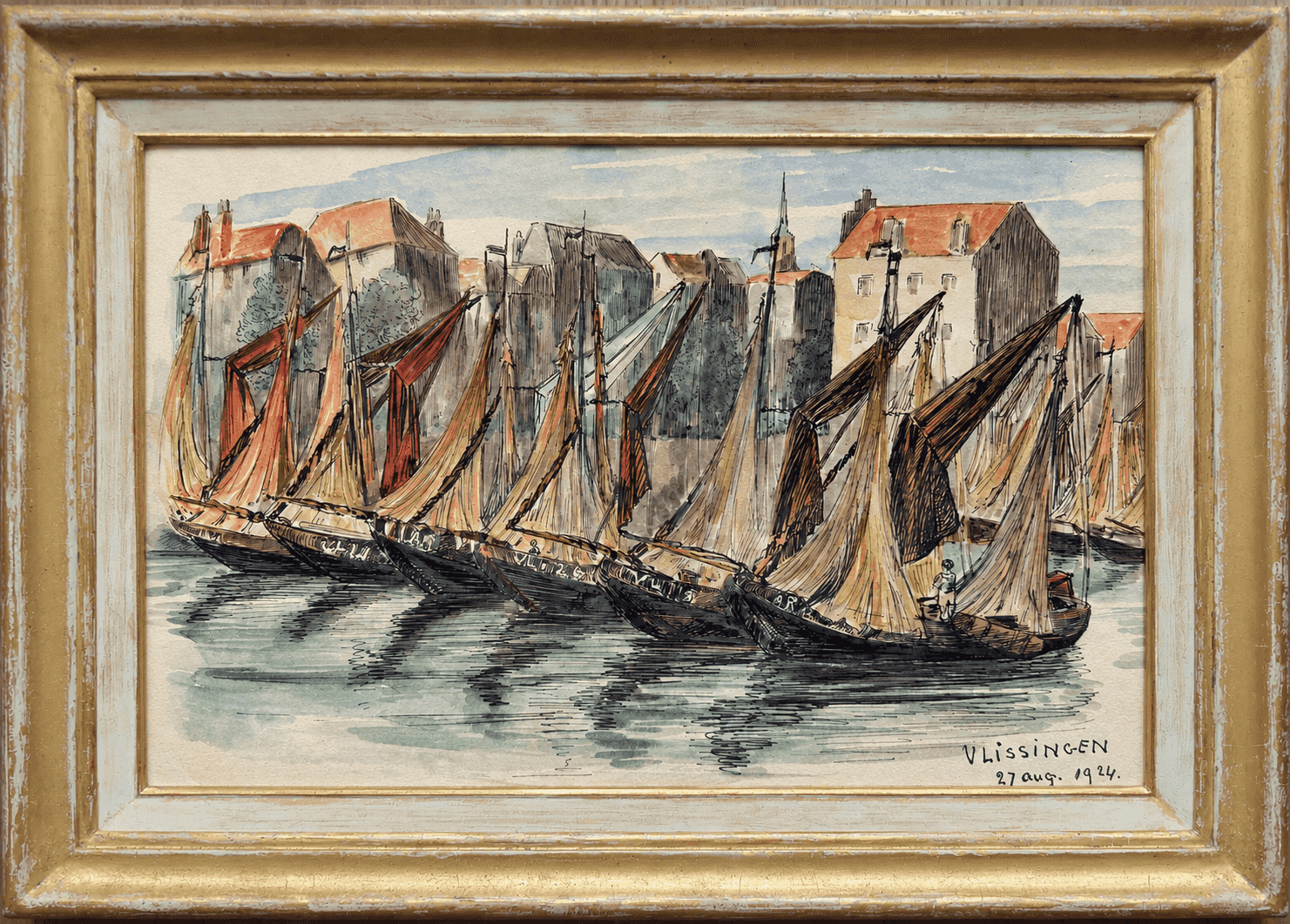 Jo Koster - De haven van Vlissingen, 27 augustus 1924 (met lijst)