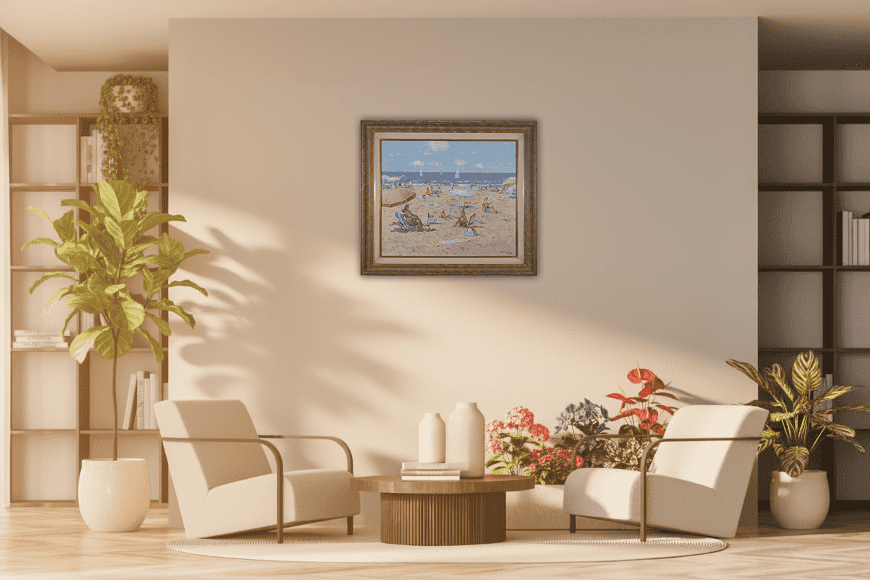 Niek van der Plas - Strandgezicht te Katwijk (in interieur)