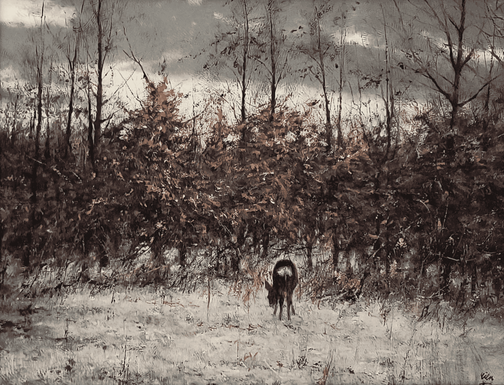 Rien Poortvliet - Ree aan de rand van het bos (zonder lijst)