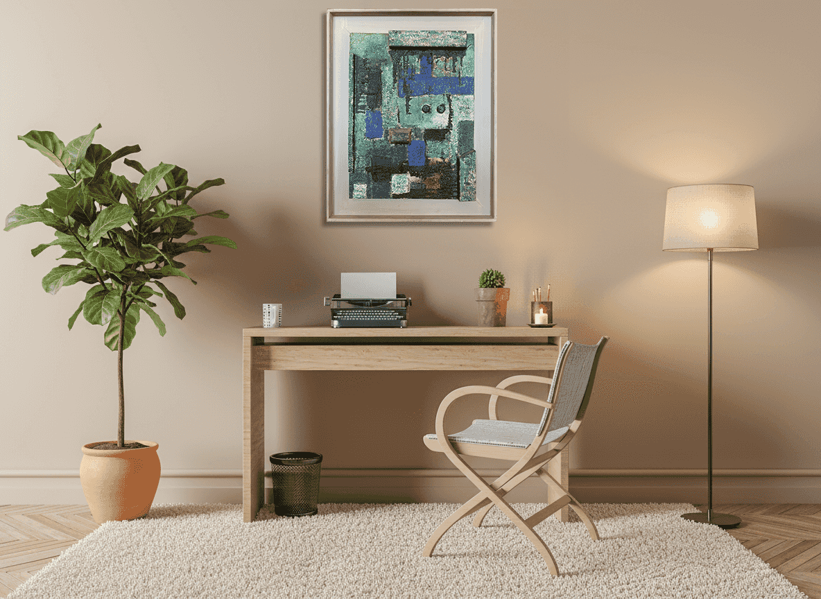 Will Leewens - Abstracte compositie met hout (in interieur)