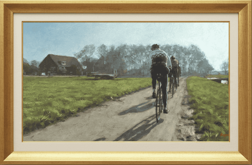 Frans Koppelaar - Wielrenners bij Bodegraven (met lijst)