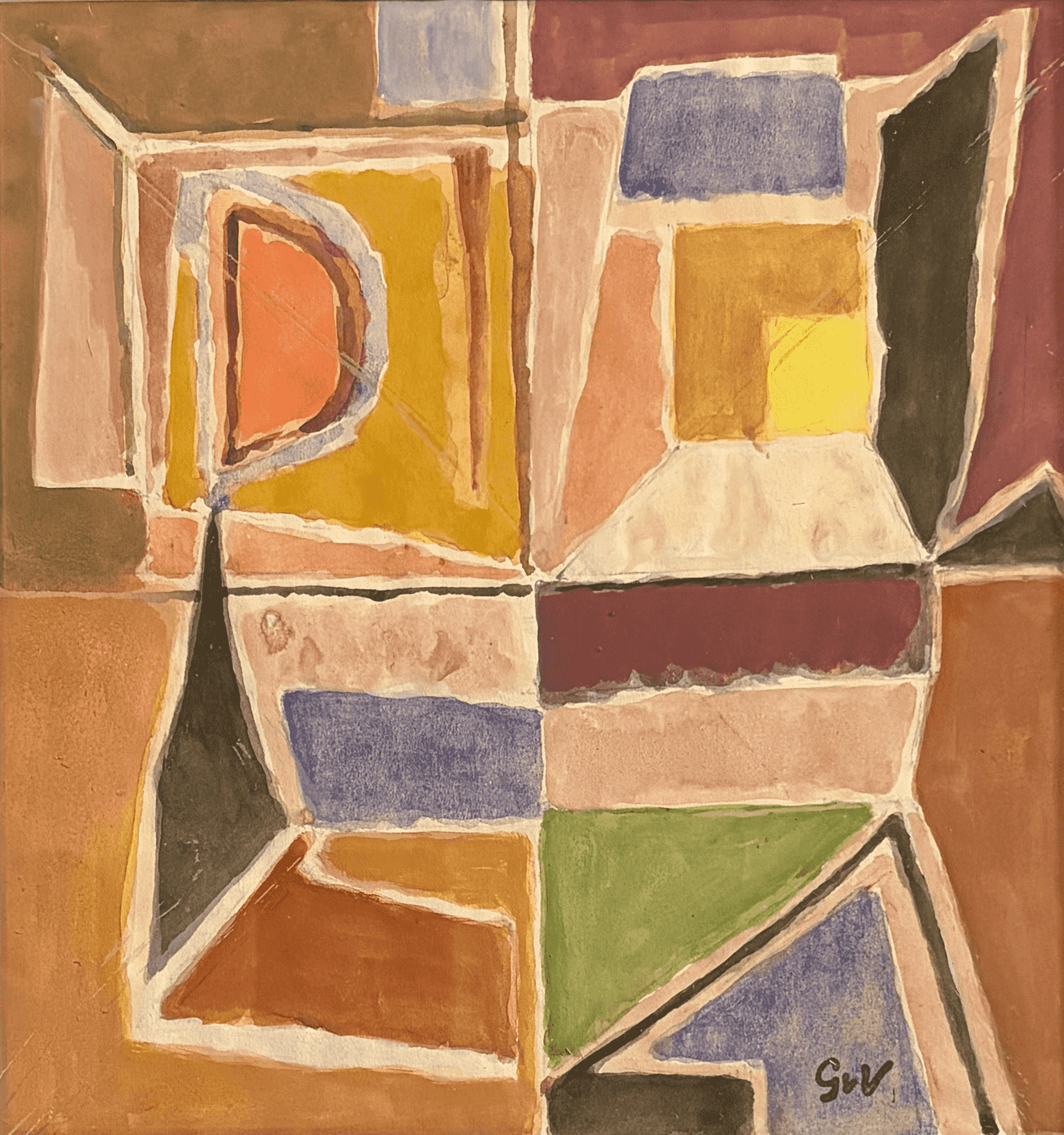 Geer van Velde - Abstracte gouache uit de jaren vijftig