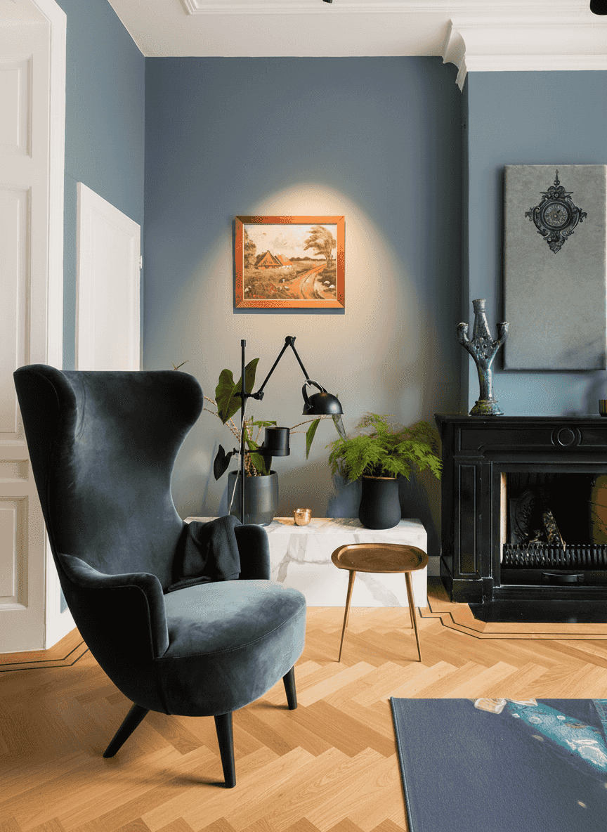 Ekke Kleima - Twee boerderijen in Noord-Nederlands landschap (in interieur)