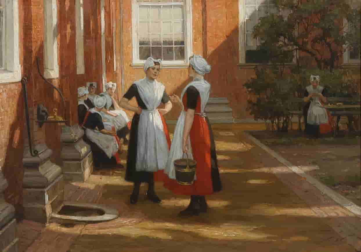 Nicolaas van der Waay - Binnenterrein van het burgerweeshuis te Amsterdam