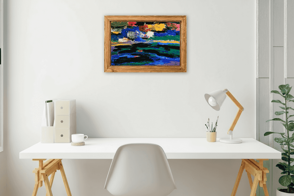 André van der Vossen - André van der Vossen – Abstract landschap (in interieur)