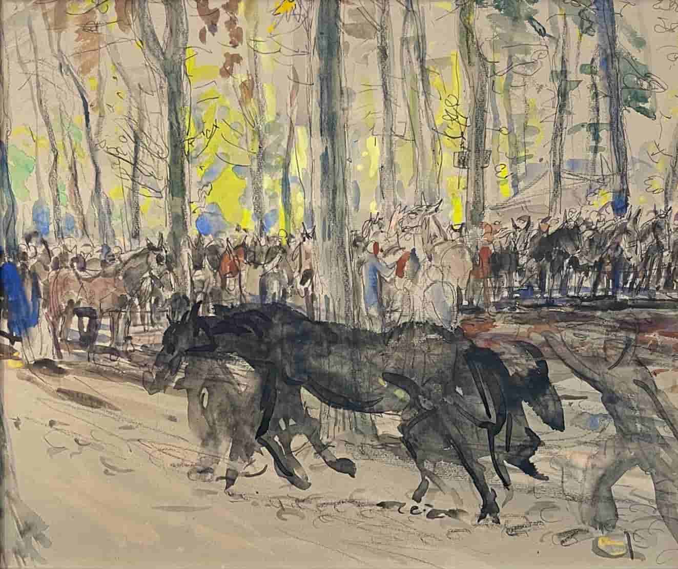 Johan Dijkstra - Paardenmarkt te Zuidlaren