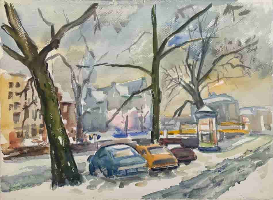 Freek van den Berg - Winter aan de Keizersgracht te Amsterdam (zonder lijst)