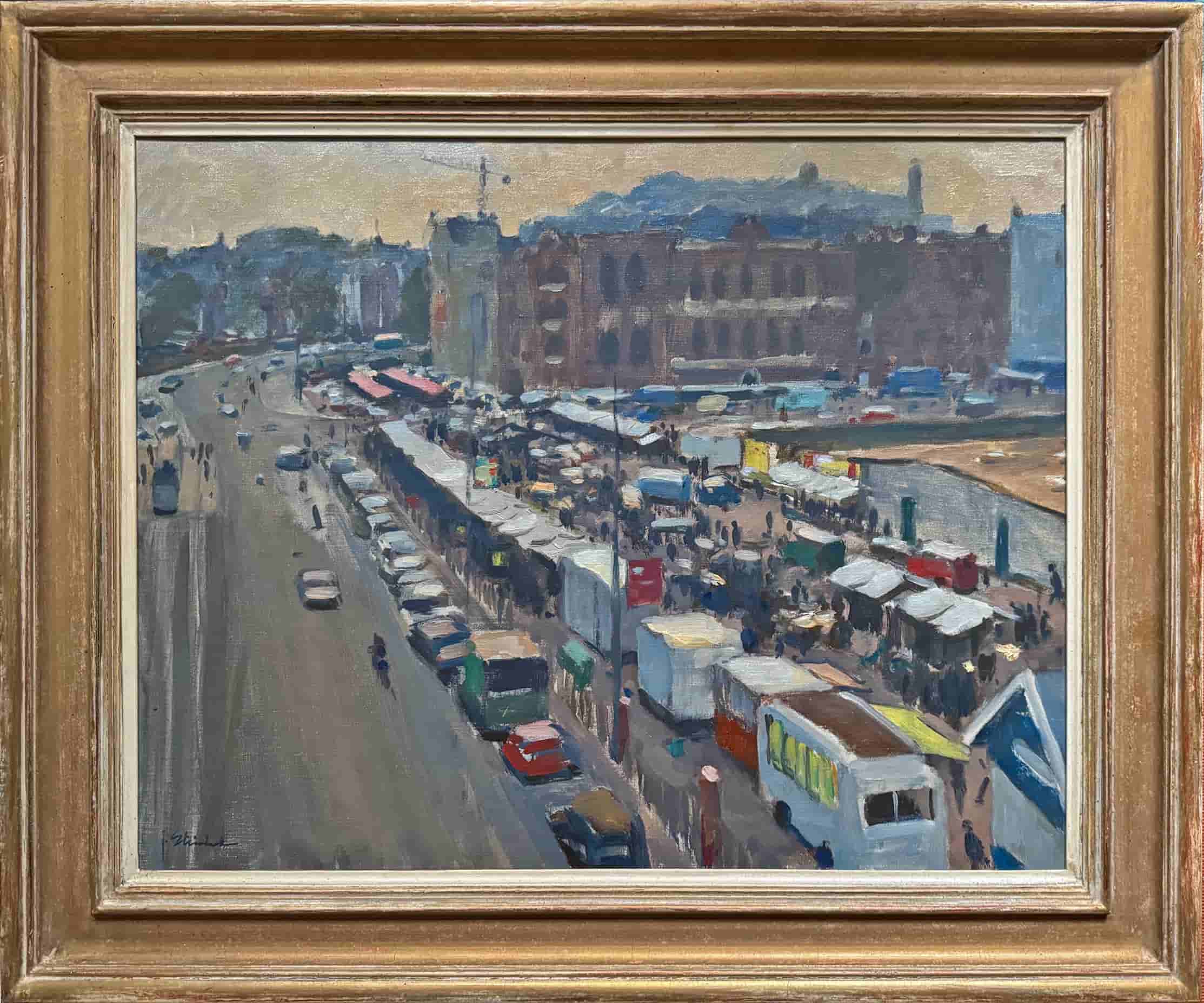 Joop Stierhout - Waterlooplein Amsterdam (met lijst)