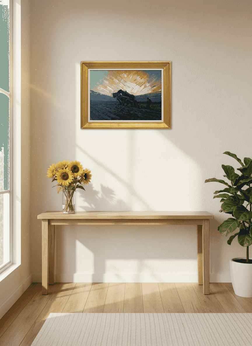 Herman Gouwe - Ploegende boer (in interieur)