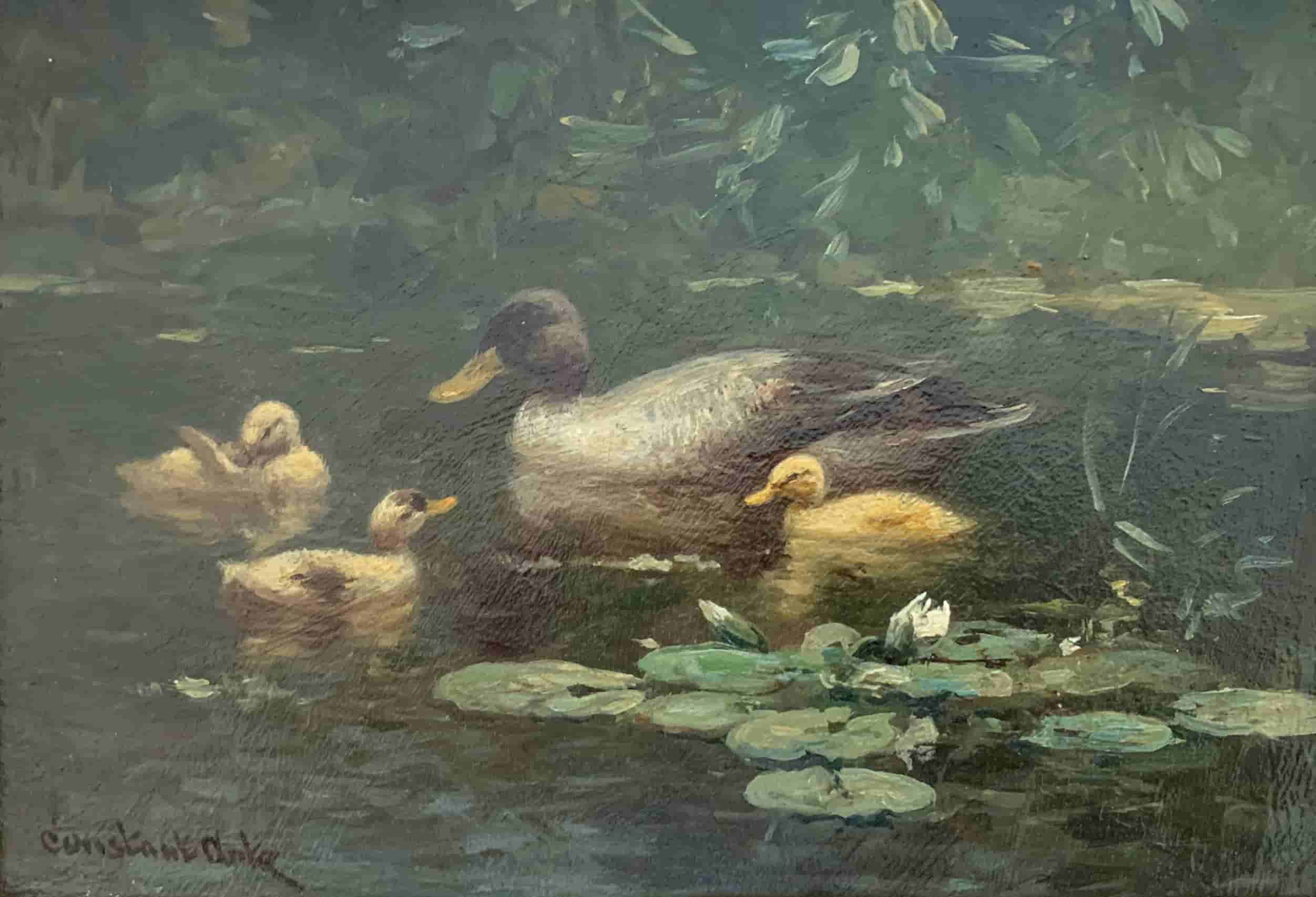 Constant Artz - Eendjes langs de waterkant (zonder lijst)