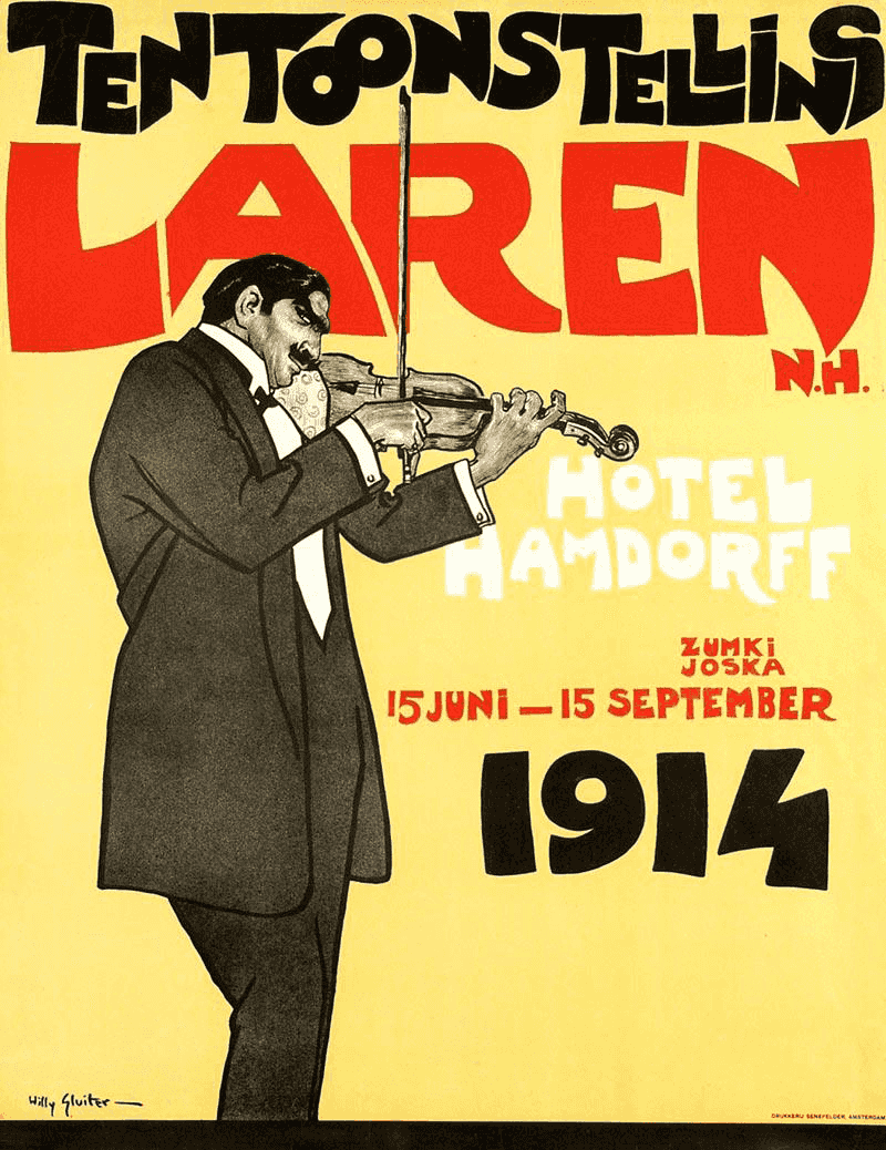 Willy Sluiter - Affiche hotel Hamdorff 1914 (zonder lijst)