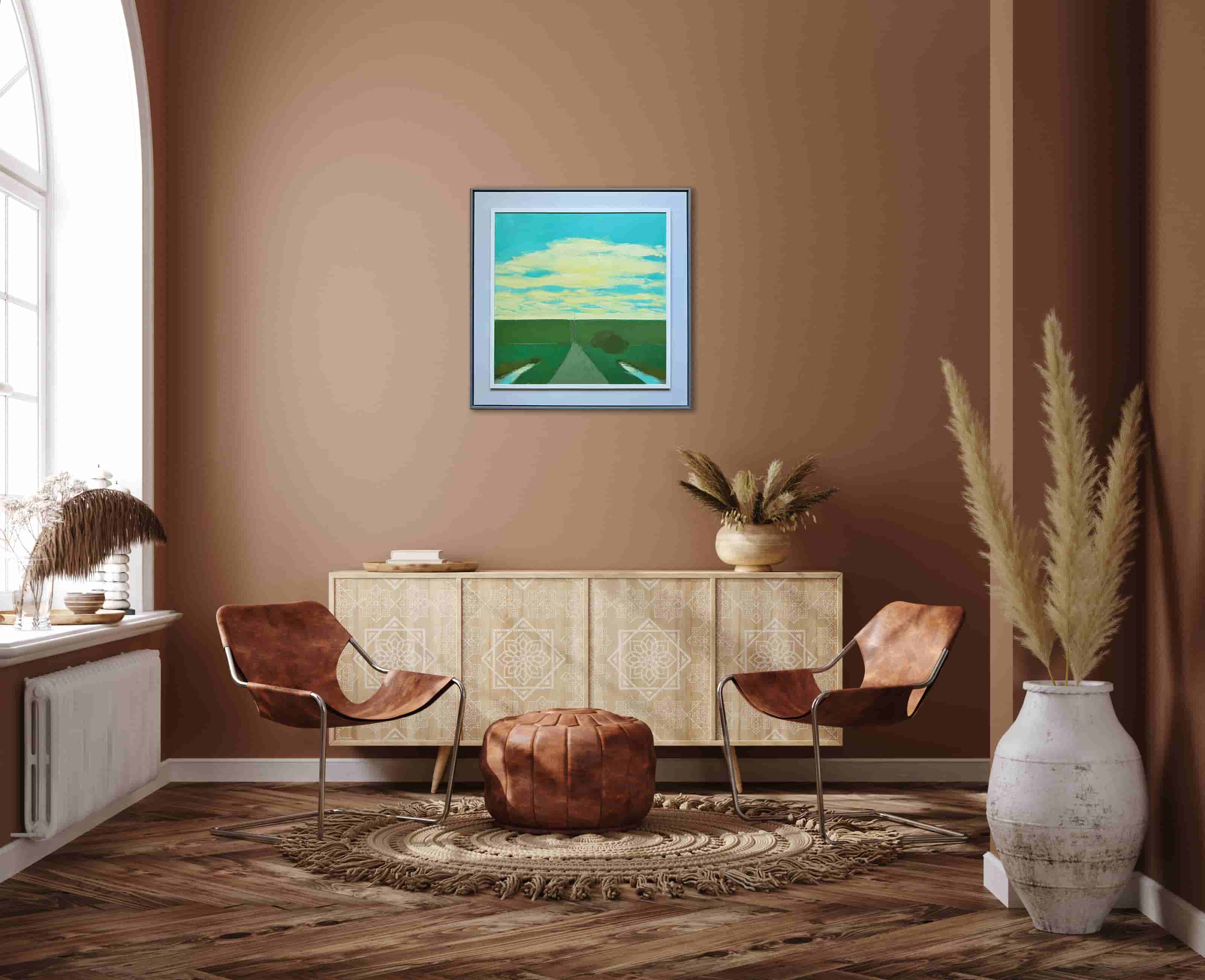 Jentsje Popma - Zeedijk met wolkenlucht (in interieur)