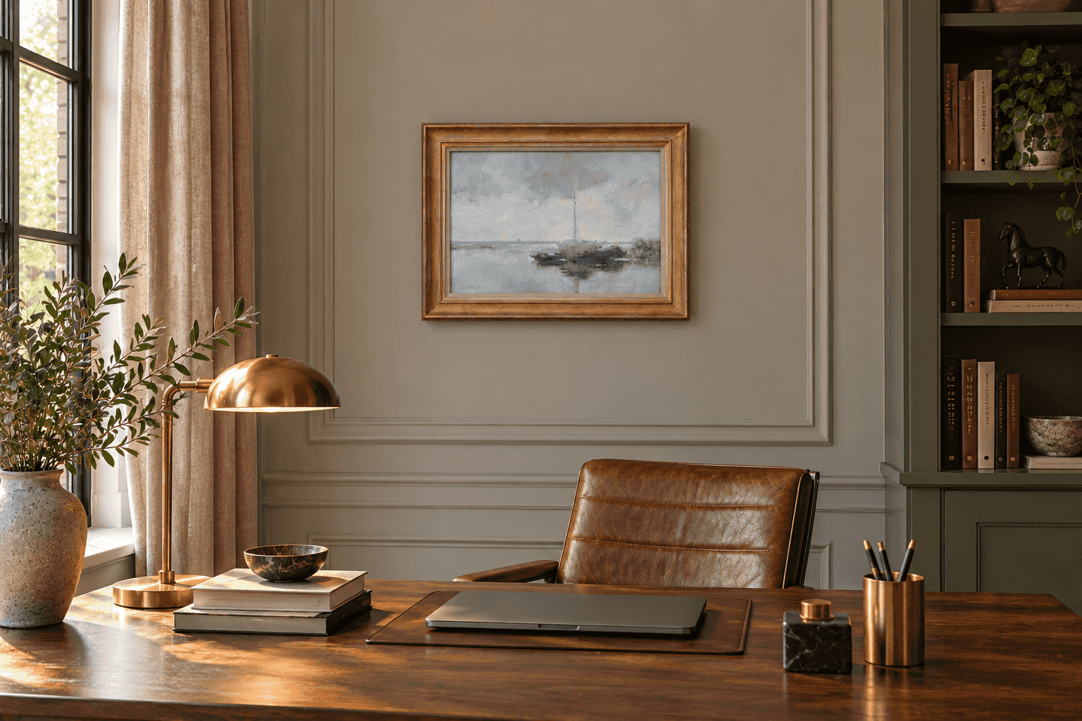 Cornelis Vreedenburgh - Verstild Hollands waterlandschap (in interieur)