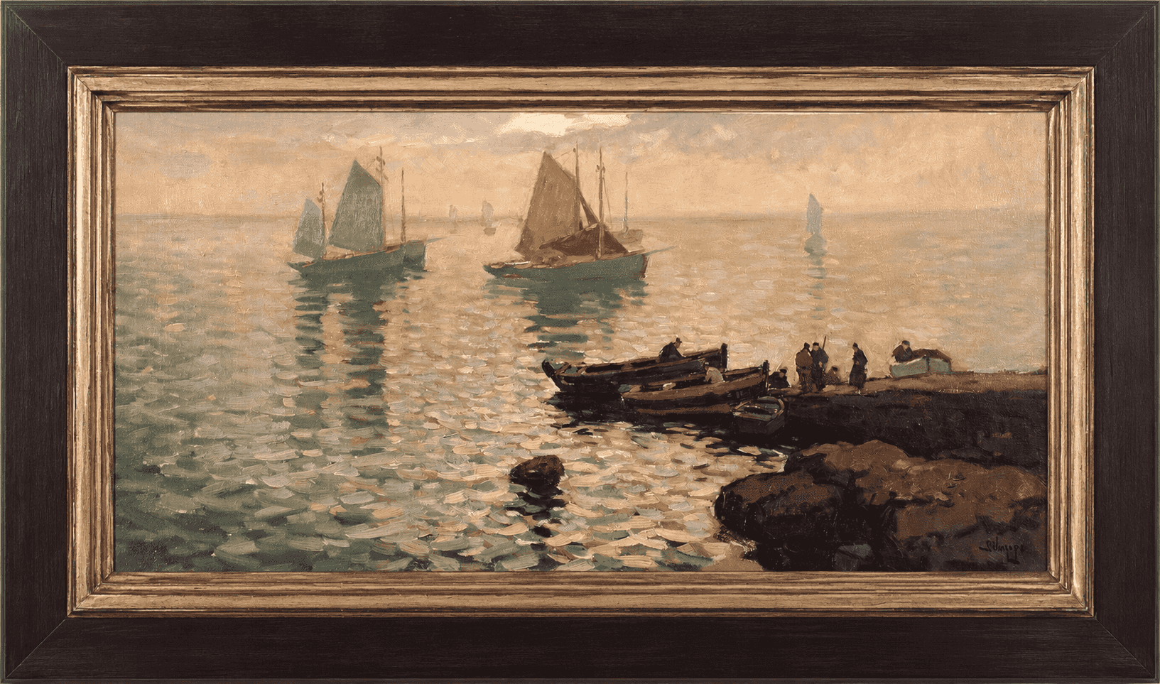 Ben Viegers - Vissersboten in de haven van Concarneau (met lijst)