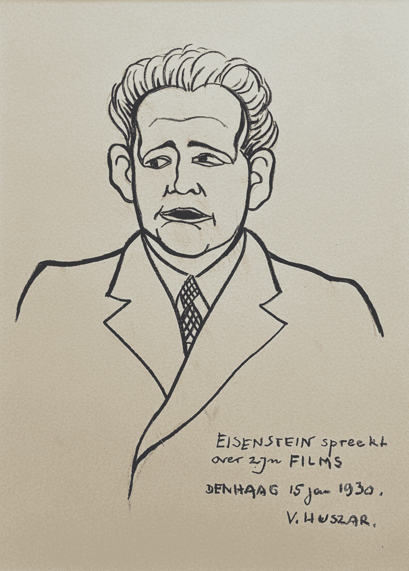 Vilmos Huszár - Portret van Sergej Eisenstein: Rusissch regisseur (zonder lijst)
