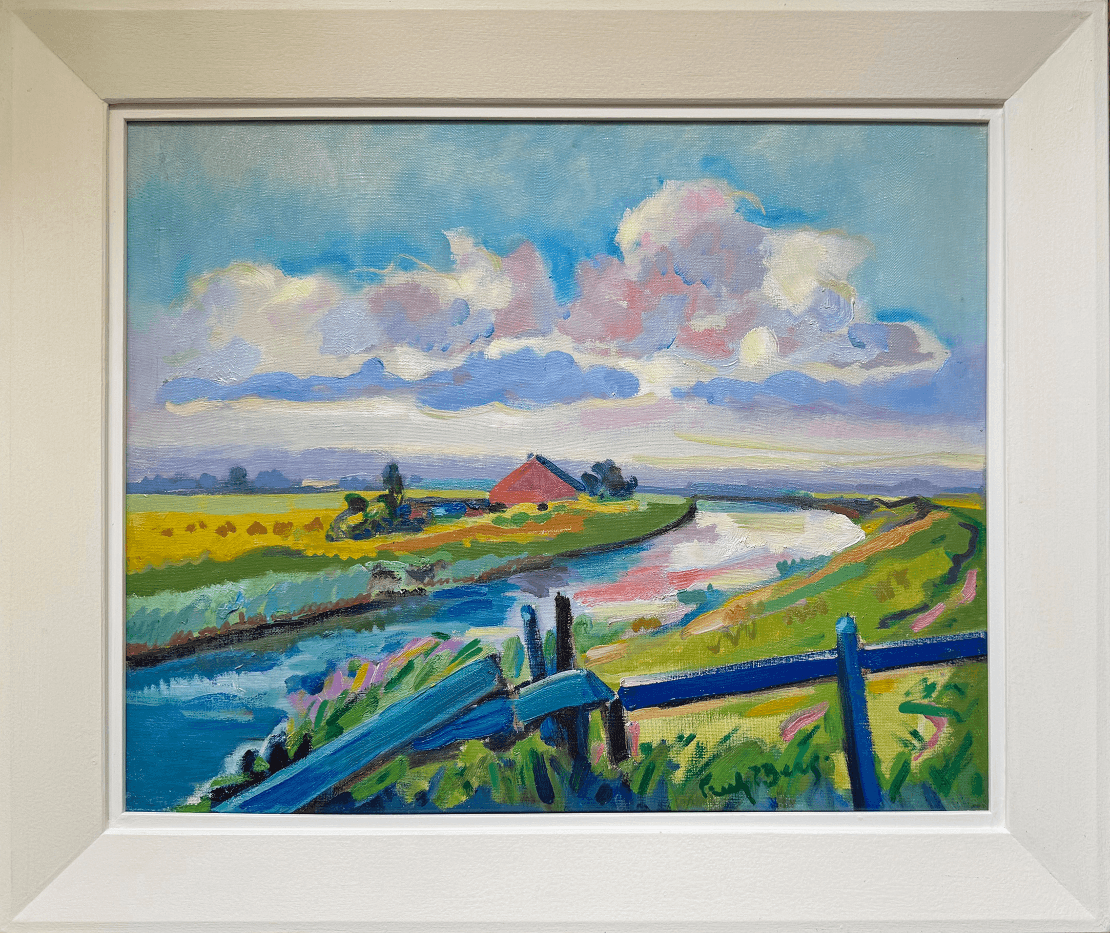 Freek van den Berg - Rivierlandschap (IJssel) (met lijst)